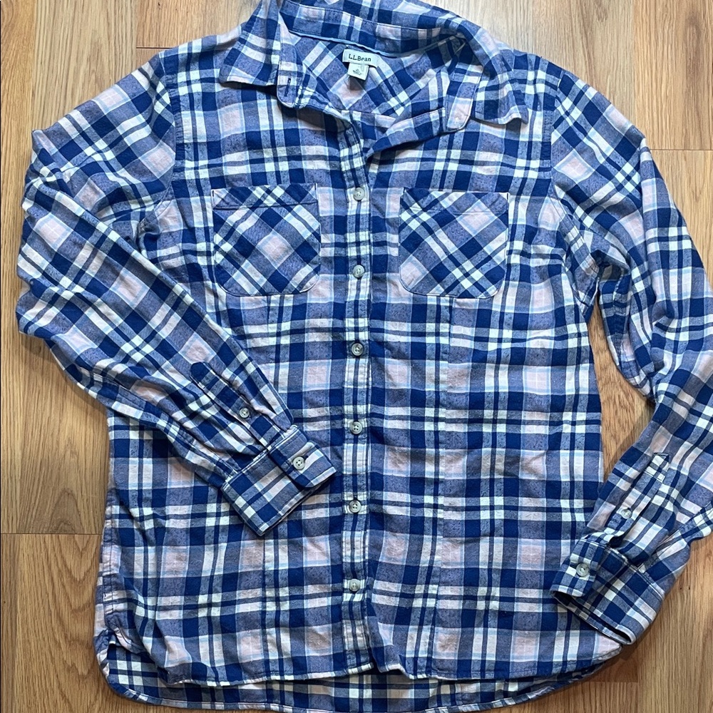 L.L Bean Blue and Pink Checkered Shirt